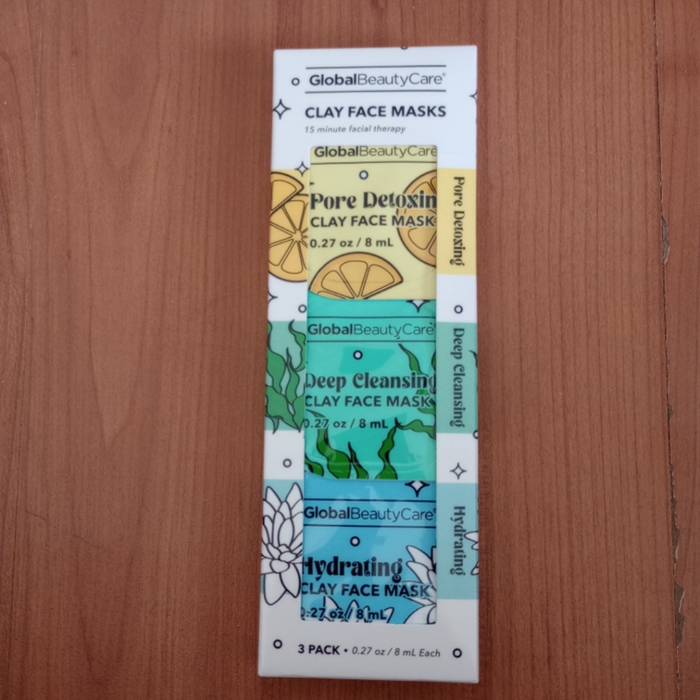 New Global Beauty Clay Face Masks Trio - Yellow, Green, Blue